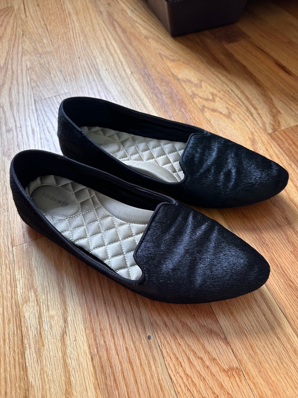 Birdies Women’s Black Haircalf Slip-On Flats Loafers Size 10